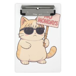 Cool Cat No Mondays Esthetic Meme Mini Clipboard