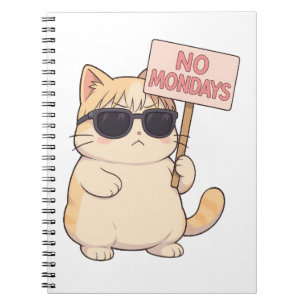 Cool Cat No Mondays Esthetic Meme Notebook