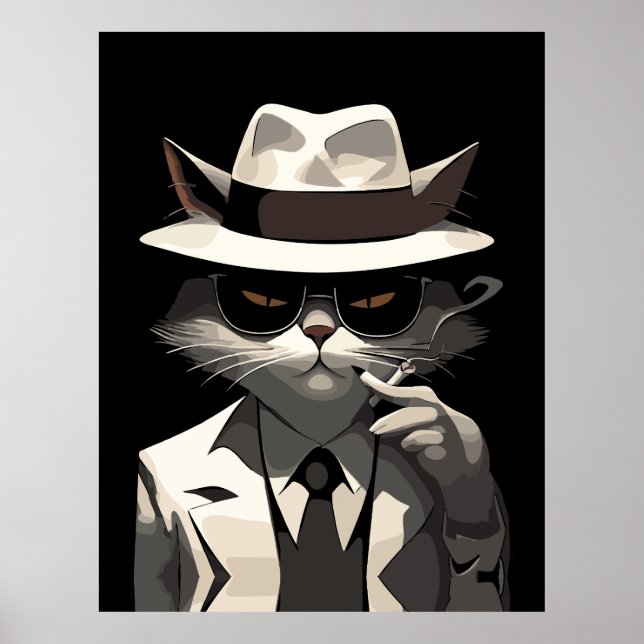 Cool Cat Noir: Suave and Mysterious Feline Poster (Front)