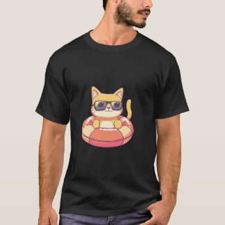 Cool Cat On Summer Vacation Travel Comic T-Shirt