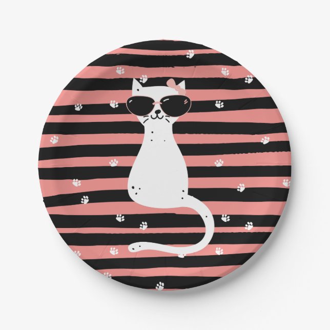 Cool Cat Paper Plate (Front)