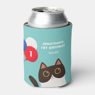 Cool Cat Party Balloon Kids Birthday Can Cooler