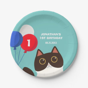 Cool Cat Party Balloon Kids Birthday Paper Plates