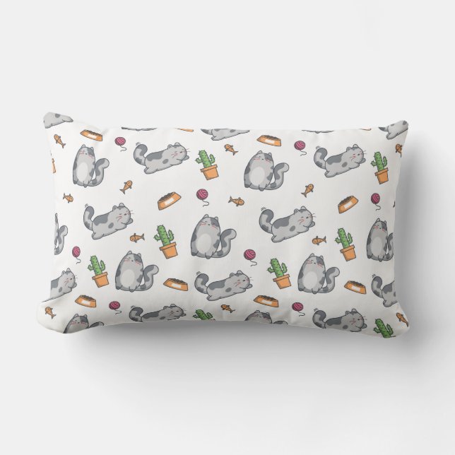 Cool Cat Pattern Lumbar Pillow (Front)