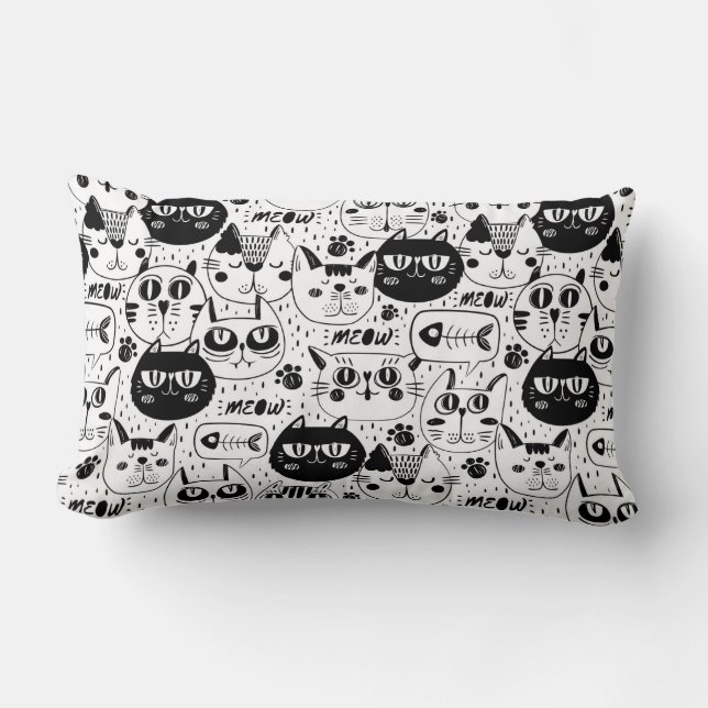 Cool Cat Pattern Lumbar Pillow (Front)