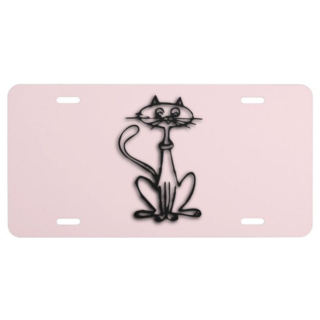 Cool Cat Pink License Plate (Front)