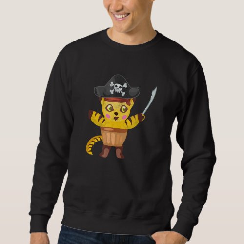 Cool Cat Pirate Design Party Costume Animal Lovers Sweatshirt