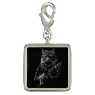 Cool Cat Playing Electric Guitar Charm