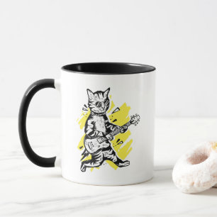 Cool Cat Playing Electric Guitar Mug