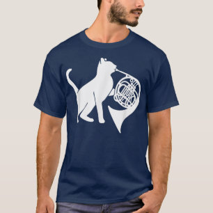 Cool Cat Playing French Horn Musician Orchestra Mu T-Shirt