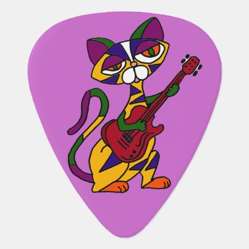 Cool Cat Playing Guitar Artistic Guitar Pick