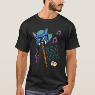 Cool Cat Playing Hot Cross Buns On Recorder   Elem T-Shirt