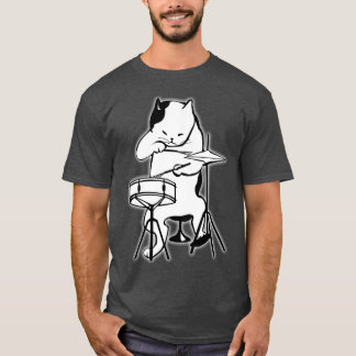 Cool Cat Playing Jazz on Drums T-Shirt