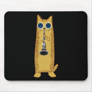 Cool Cat Playing The Clarinet Design Hippy Hipster Mouse Pad