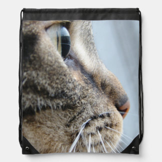 Cool Cat Profile Close-Up Photo Drawstring Bag