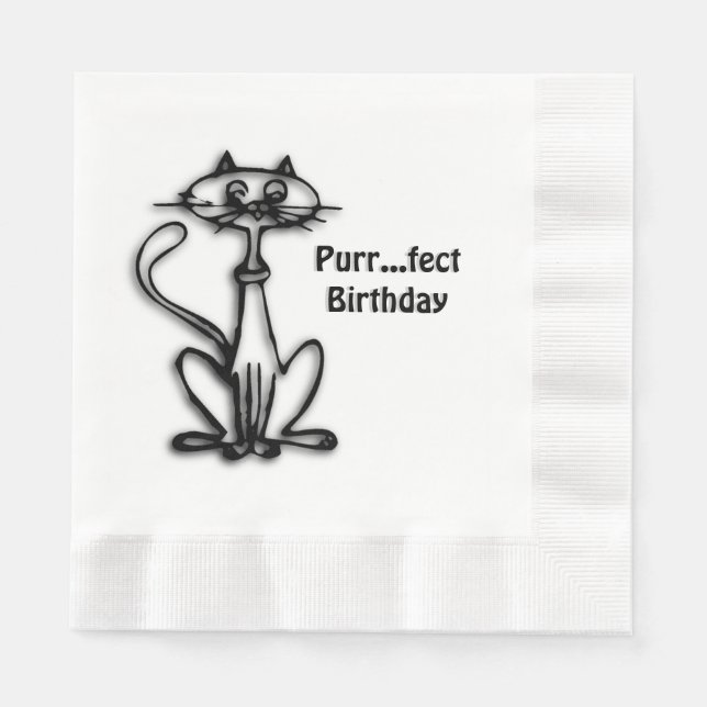 Cool Cat Purr Fect Birthday Paper Napkins (Front)