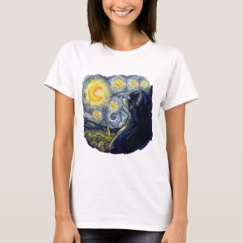 Cool Cat Retro Van Gogh Starry Night Vintage Artsy T-shirt by ReligiousStore at Zazzle