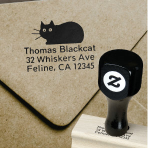 Cool Cat Return Address Rubber Stamp