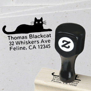 Cool Cat Return Address Rubber Stamp