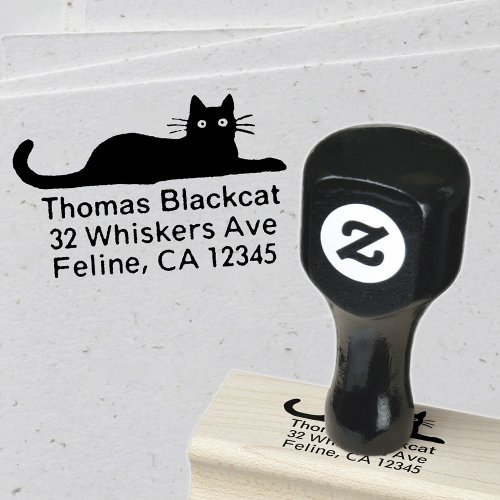 Cool Cat Return Address Rubber Stamp