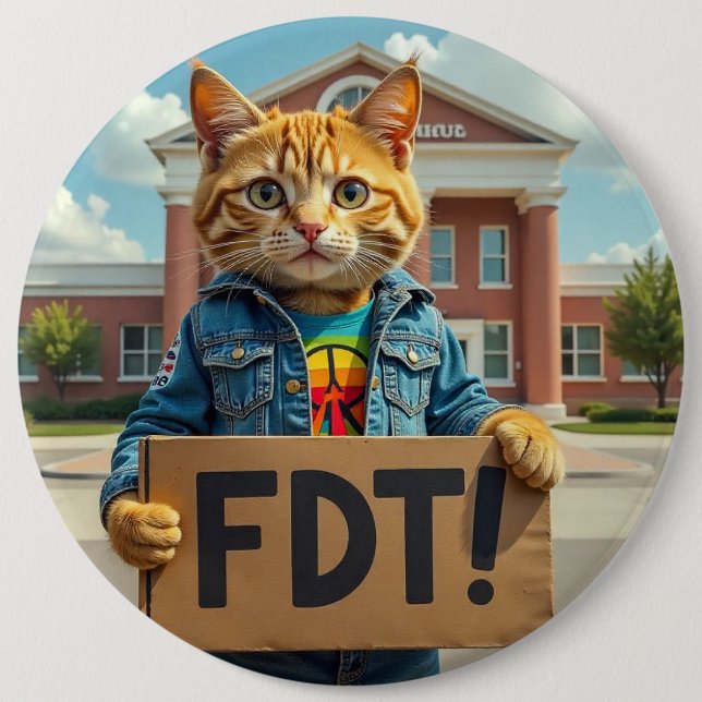 Cool Cat Says FDT Political Button (Front)