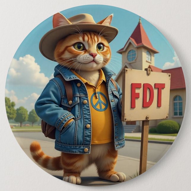 Cool Cat Says FDT Political Button (Front)