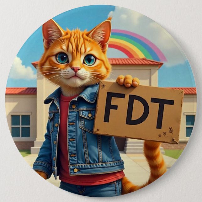 Cool Cat Says FDT Political Button (Front)