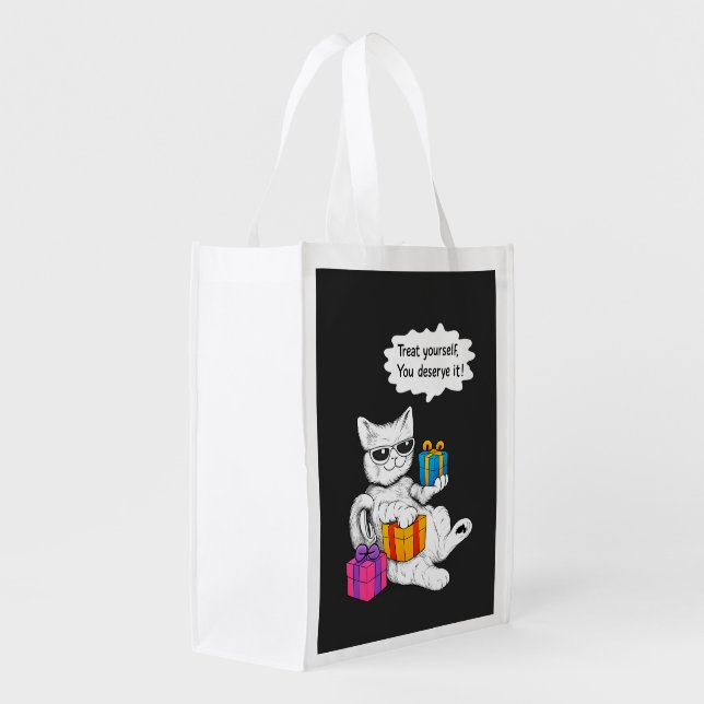 Cool Cat Self-Care Vibes Grocery Bag (Back Side)