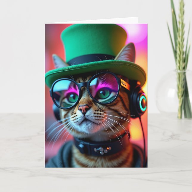Cool Cat Shades Top Hat Fun Card (Front)
