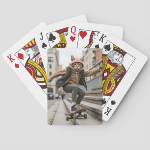 Cool Cat Skateboard Radical Feline Skater Gift Poker Cards