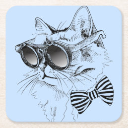Cool Cat Square Paper Coaster