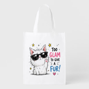 Cool Cat Sunglasses Design Grocery Bag