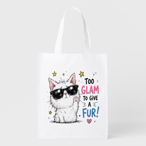 Cool Cat Sunglasses Design Grocery Bag
