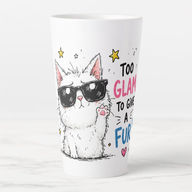 Cool Cat Sunglasses Design Latte Mug (Front)