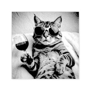 COOL CAT SUNGLASSES FUNNY WOOD RUBBER STAMP