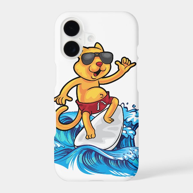 Cool cat surfer iphone case (Back)