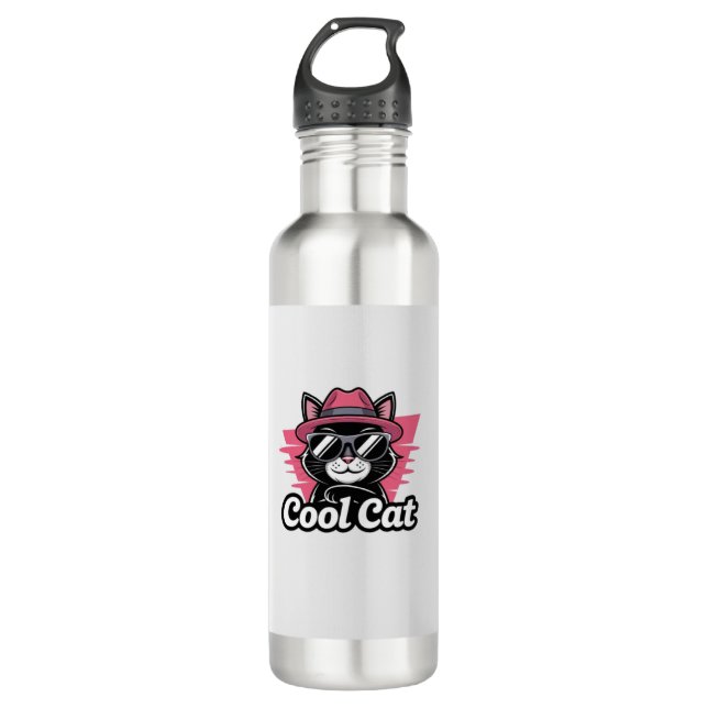 Cool Cat Swagger Stainless Steel Water Bottle (Front)