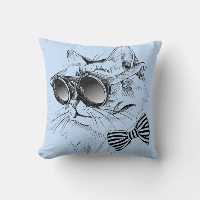 Cool Cat Throw Pillow (Front)