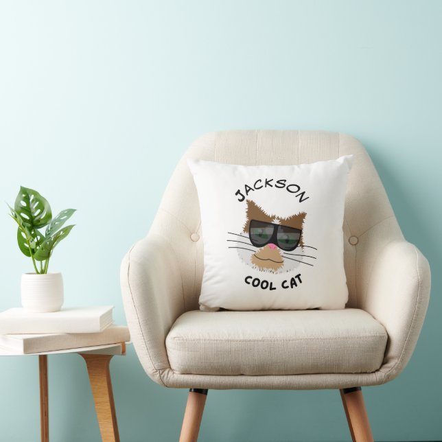 Cool Cat Throw Pillow (Chair)