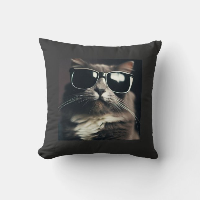 Cool Cat Throw Pillow (Front)