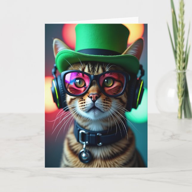Cool Cat Top Hat Portrait Card (Front)