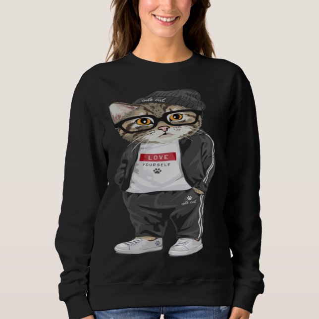Cool Cat Urban Style Cute Cats Sweatshirt (Front)