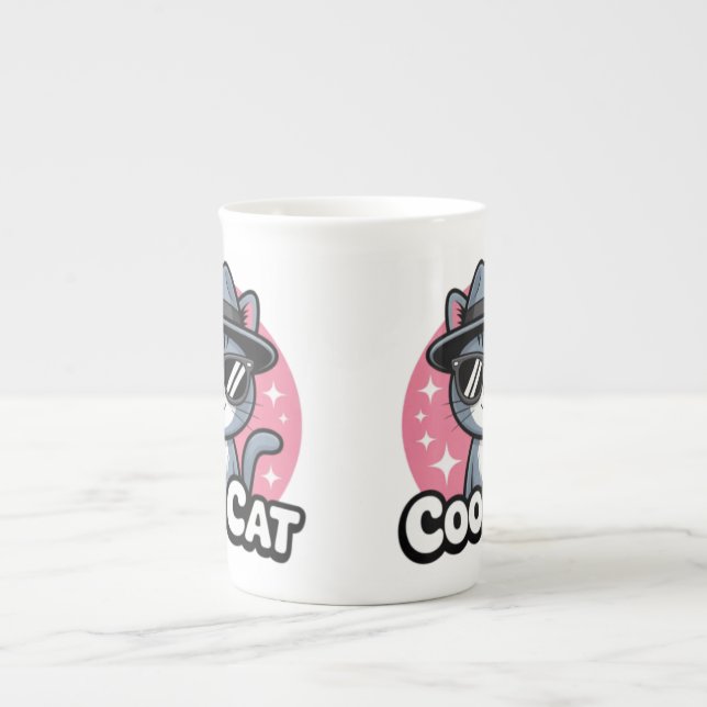 Cool Cat Vibes Bone China Mug (Front)