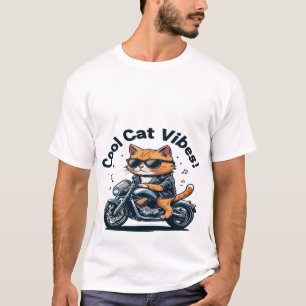Cool Cat Vibes Motorcycle T-Shirt-Funny Biker Cat T-Shirt
