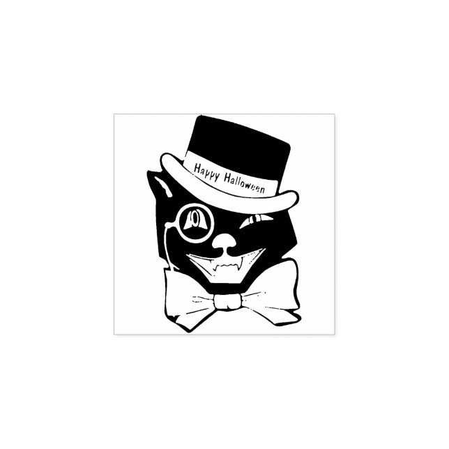 Cool Cat ! Vintage Happy Halloween Rubber Stamp (Imprint)