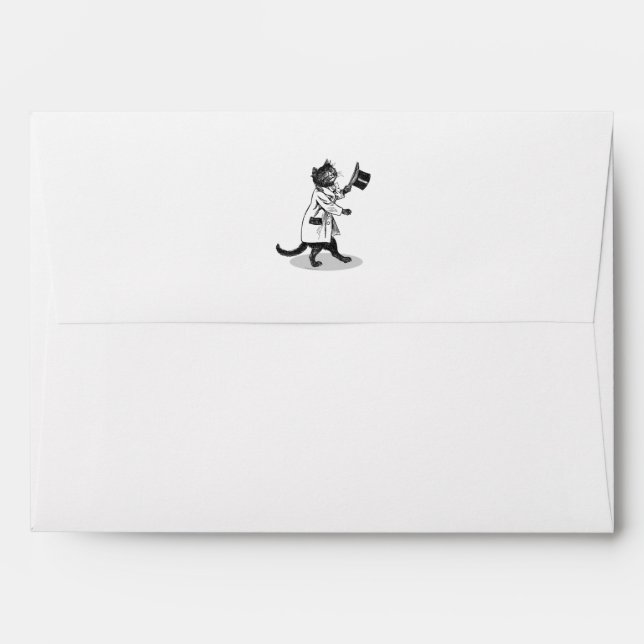 Cool Cat wit Top Hat Vintage Art Envelopes (Back (Top Flap))