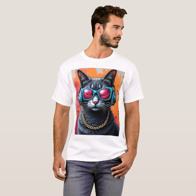 Cool cat with a Phoenix at the back T-Shirt (Front Full)