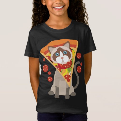 Cool Cat With Big Pepperoni Pizza On The Head Gift T_Shirt