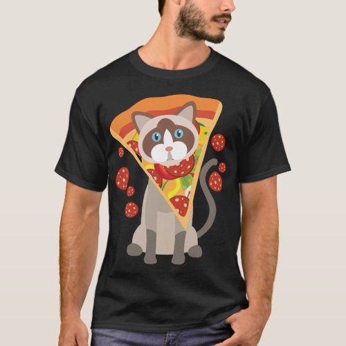 Cool Cat With Big Pepperoni Pizza On The Head Gift T_Shirt