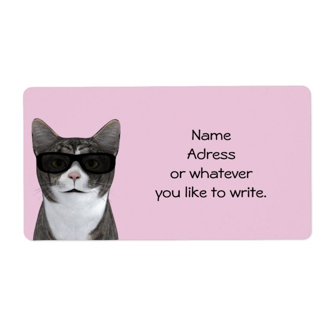 Cool Cat With Black Sunglasses Label (Front)